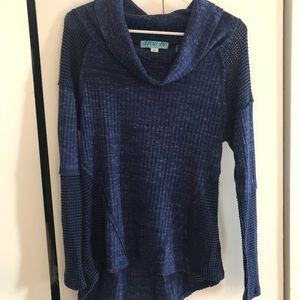 Navy textured cowl neck sweater